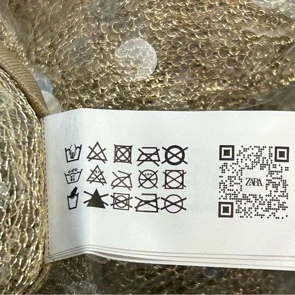 Zara champagne gold sequin embellished sparkly knit dress pants pull on L NWOT - Picture 12 of 15